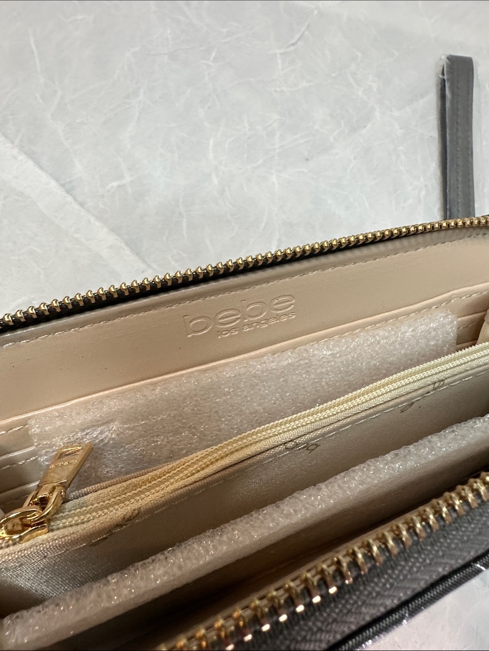 bebe Black Quilted Zip Wallet with Gold Hardware - Picture 6 of 6